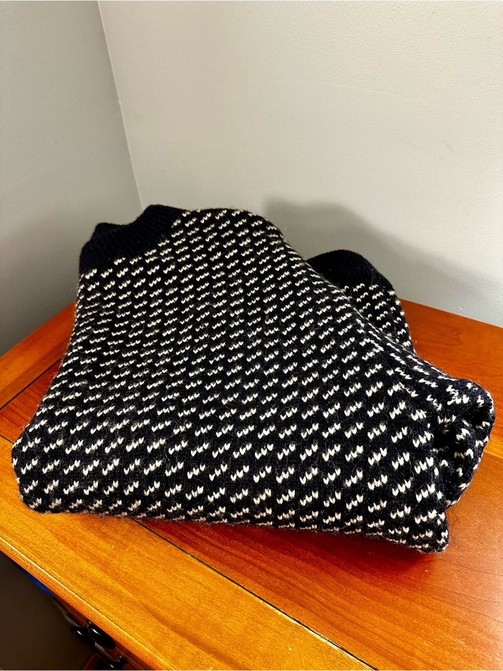 L.L. Bean Wool Sweater in Navy and White
